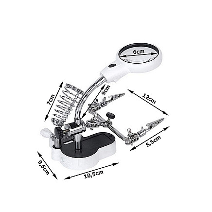 Third hand soldering kit magnifying glass holder led