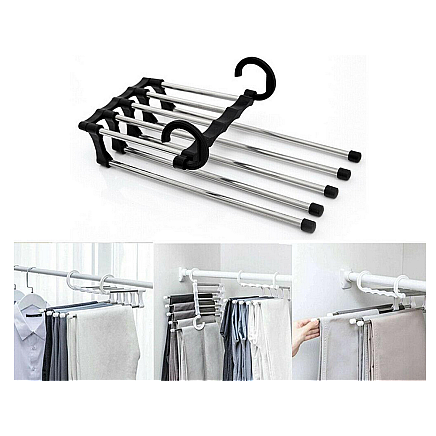 5-pair pull-out wardrobe trouser rack