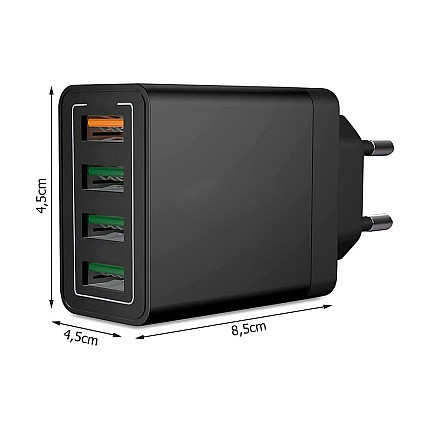 4xUSB Ātrā Uzlāde 3.0 Tīkla Lādētājs