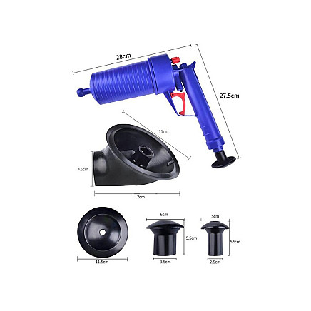 Cauruļu tīrīšanas pistole ar 4 uzgaļiem, zila