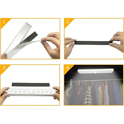 Self-adhesive cupboard rail light