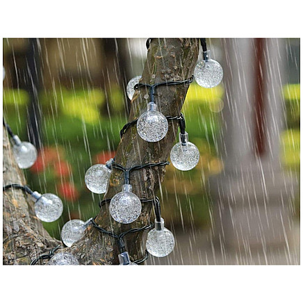 Садовая струна 20 светодиодных ламп солнечные разноцветные автоматические