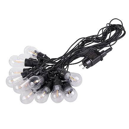 Dārza gaismas virtene ar 15 LED spuldzēm, silti balta, 15 m