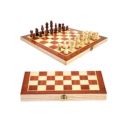 Chess game checkers triktrak large wooden 3in1