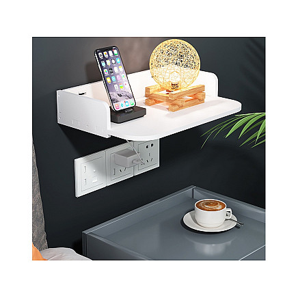 Wall-mounted book shelf flowers white matt