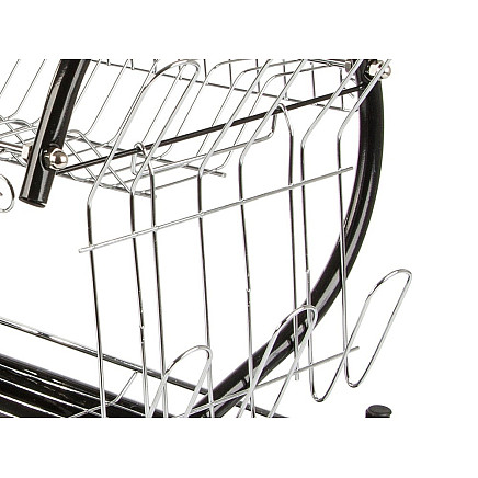 Divu Līmeņu Trauku Žāvētājs ar Glāžu Turētāju, Melns