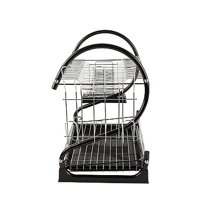 Divu Līmeņu Trauku Žāvētājs ar Glāžu Turētāju, Melns