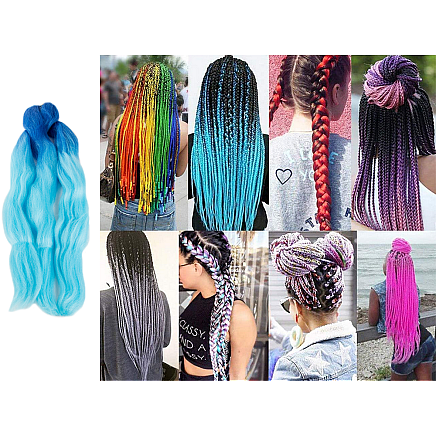 Sintētiskas ombre matu bizītes, zilas