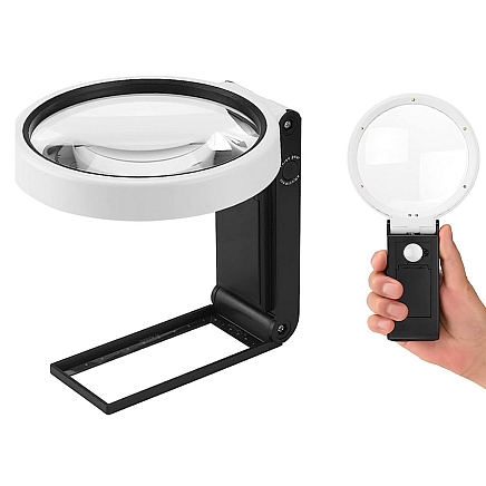 Folding jewellers magnifying glass 10x 25x 6 led 2 uv scale