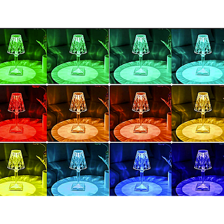 Table lamp led crystal rgb usb remote control