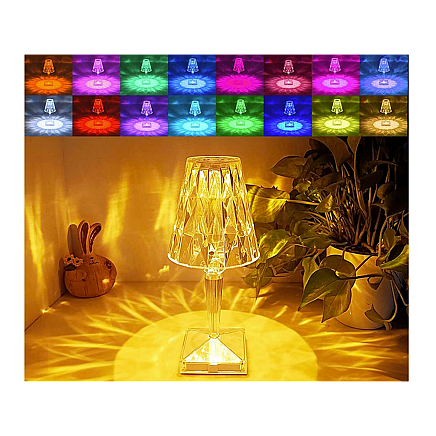 Table lamp led crystal rgb usb remote control