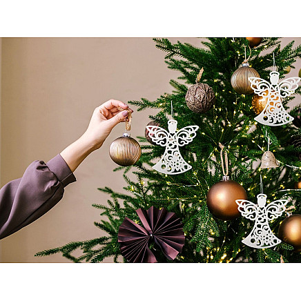 Christmas tree angel pendants 3pcs glitter baubles