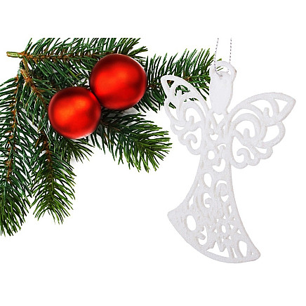 Christmas tree angel pendants 3pcs glitter baubles