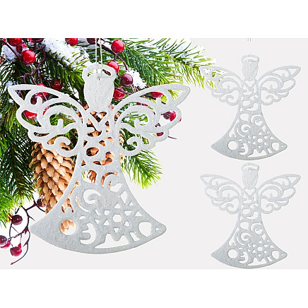 Christmas tree angel pendants 3pcs glitter baubles