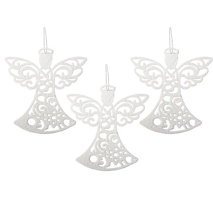 Christmas tree angel pendants 3pcs glitter baubles