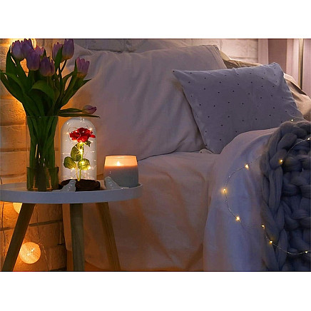 Mūžīgā Roze Stikla Kupolā ar LED Apgaismojumu - 5907451350706 Mūžīgā Roze Stikla Kupolā ar LED Apgaismojumu