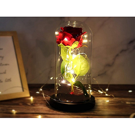 Mūžīgā Roze Stikla Kupolā ar LED Apgaismojumu - 5907451350706 Mūžīgā Roze Stikla Kupolā ar LED Apgaismojumu