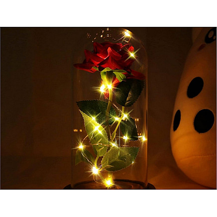 Mūžīgā Roze Stikla Kupolā ar LED Apgaismojumu - 5907451350706 Mūžīgā Roze Stikla Kupolā ar LED Apgaismojumu