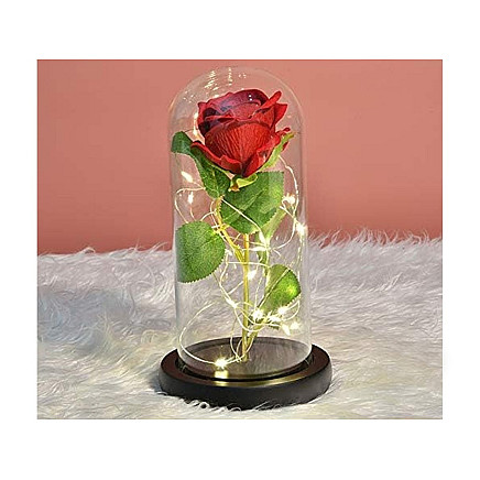 Mūžīgā Roze Stikla Kupolā ar LED Apgaismojumu - 5907451350706 Mūžīgā Roze Stikla Kupolā ar LED Apgaismojumu