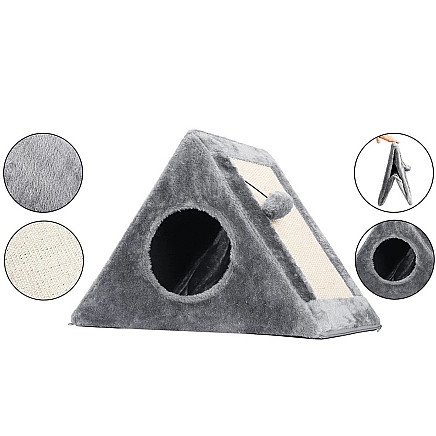 Scratching post triangle cat kennel cat bed toy ball