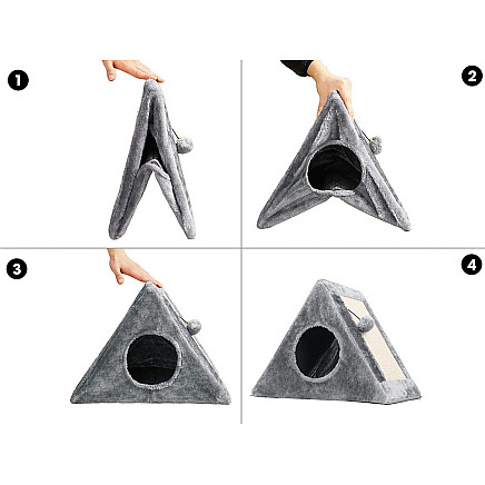 Scratching post triangle cat kennel cat bed toy ball
