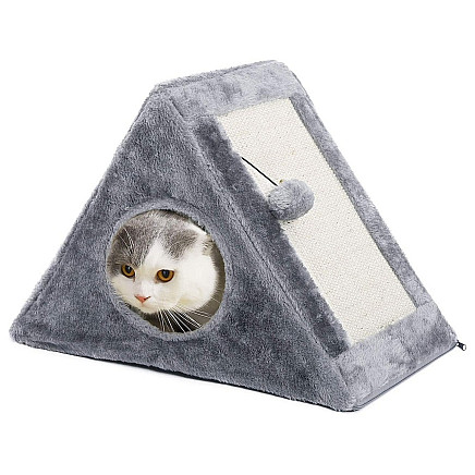 Scratching post triangle cat kennel cat bed toy ball
