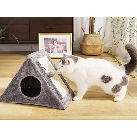 Scratching post triangle cat kennel cat bed toy ball
