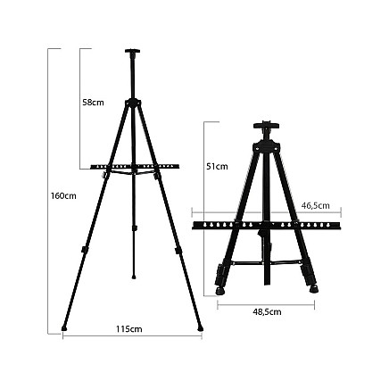 Molberts Mākslinieku Statīvs Zīmēšanai Gleznošanai un Izstādei ar Somu, Melns - 5907451337042 Molberts Mākslinieku Statīvs Zīmēšanai Gleznošanai un Izstādei ar Somu, Melns