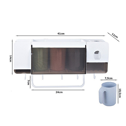 Toothbrush cup organiser toothpaste dispenser