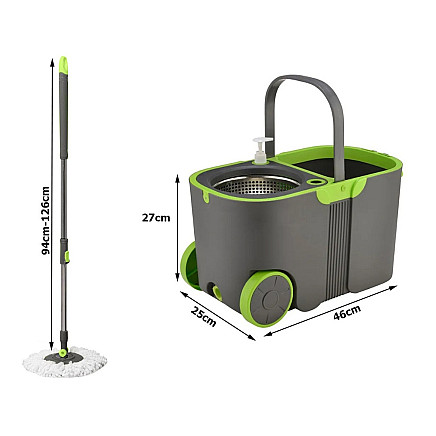 Rotary mop 360 turbo bucket set 2x microfibre pads