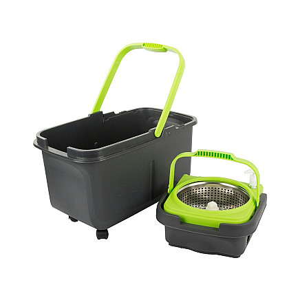 Rotary mop rotary 360 dispenser bucket set 2x microfibre pads