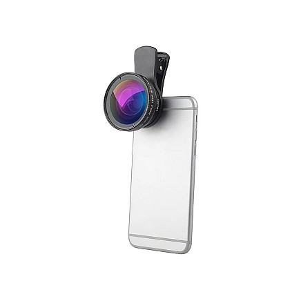 Smartphone lens 2in1 0.45x 12.5x macro clip-on camera