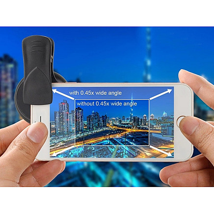 Smartphone lens 2in1 0.45x 12.5x macro clip-on camera