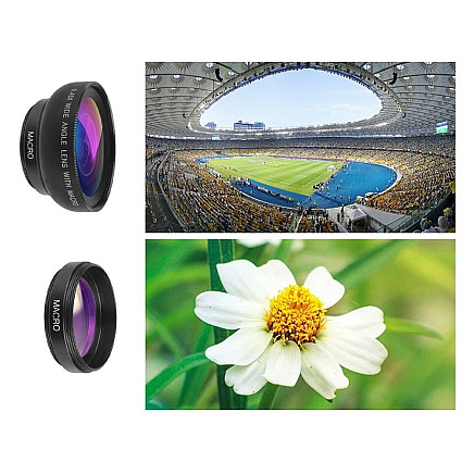 Smartphone lens 2in1 0.45x 12.5x macro clip-on camera