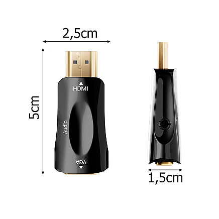 HDMI uz VGA adapteris ar audio mini jack
