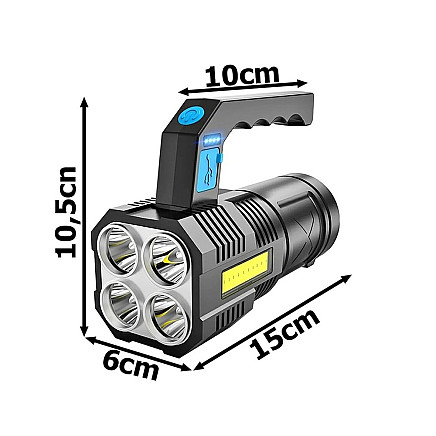 Rechargeable battery-powered led searchlight military police 2 in 1