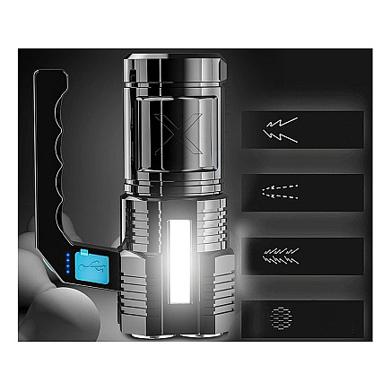 Rechargeable battery-powered led searchlight military police 2 in 1