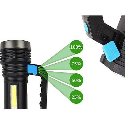 Rechargeable battery-powered led searchlight military police 2 in 1