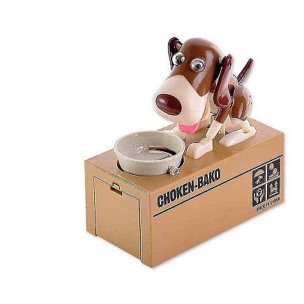 Piggy bank dog eats coins interactive vending machine safe deposit box large