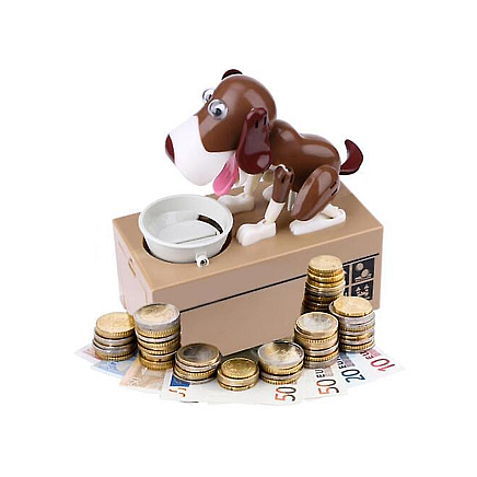 Piggy bank dog eats coins interactive vending machine safe deposit box large