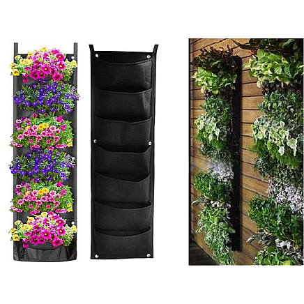 Vertical plant bag hanging felt 7 pockets for seedlings decoration