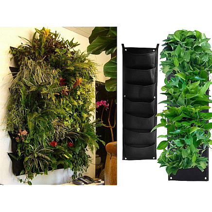 Vertical plant bag hanging felt 7 pockets for seedlings decoration
