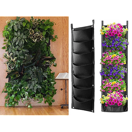 Vertical plant bag hanging felt 7 pockets for seedlings decoration