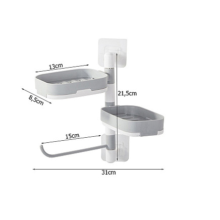 Wall-mounted soap dish towel rail with suction cups