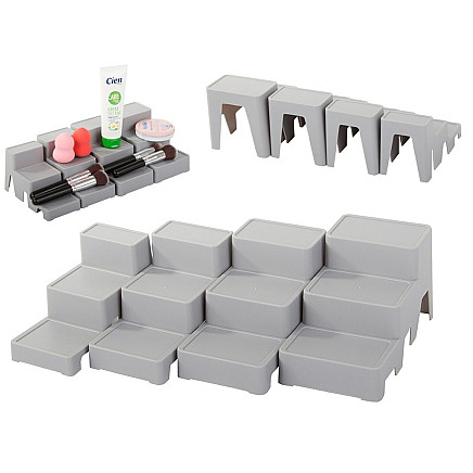 Cosmetics organiser modular 4-in-1 bathroom shelf storage container stand