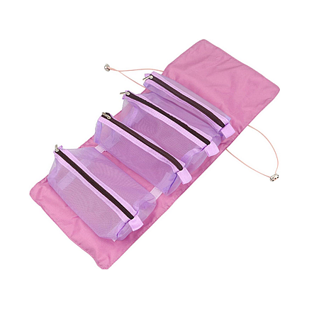 Ceļojumu kosmētikas organizators ar 4 noņemamām kabatām, violets