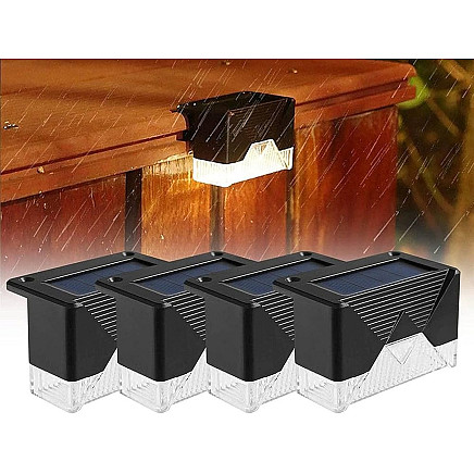 Solar lights 4 pcs led garden for stairs terrace fence dusk sensor