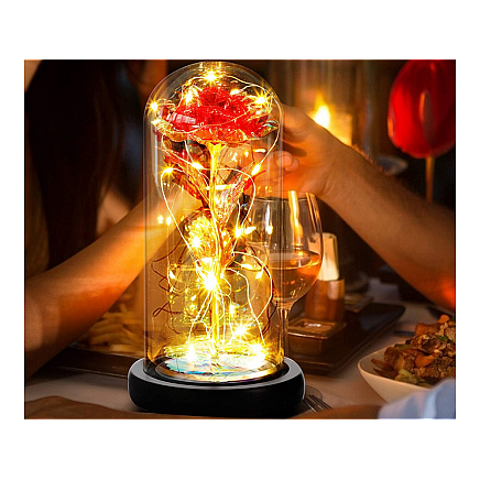 Everlasting rose in glass gift led rgb luminous red glass for the occasion