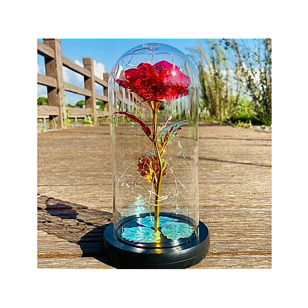 Everlasting rose in glass gift led rgb luminous red glass for the occasion