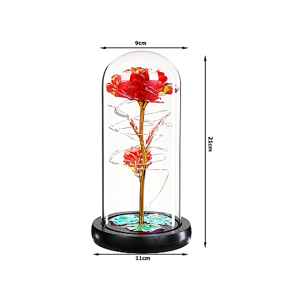 Everlasting rose in glass gift led rgb luminous red glass for the occasion